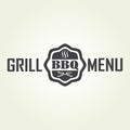 Grill menu design template. Grill or barbecue symbol. Vector Illustration.